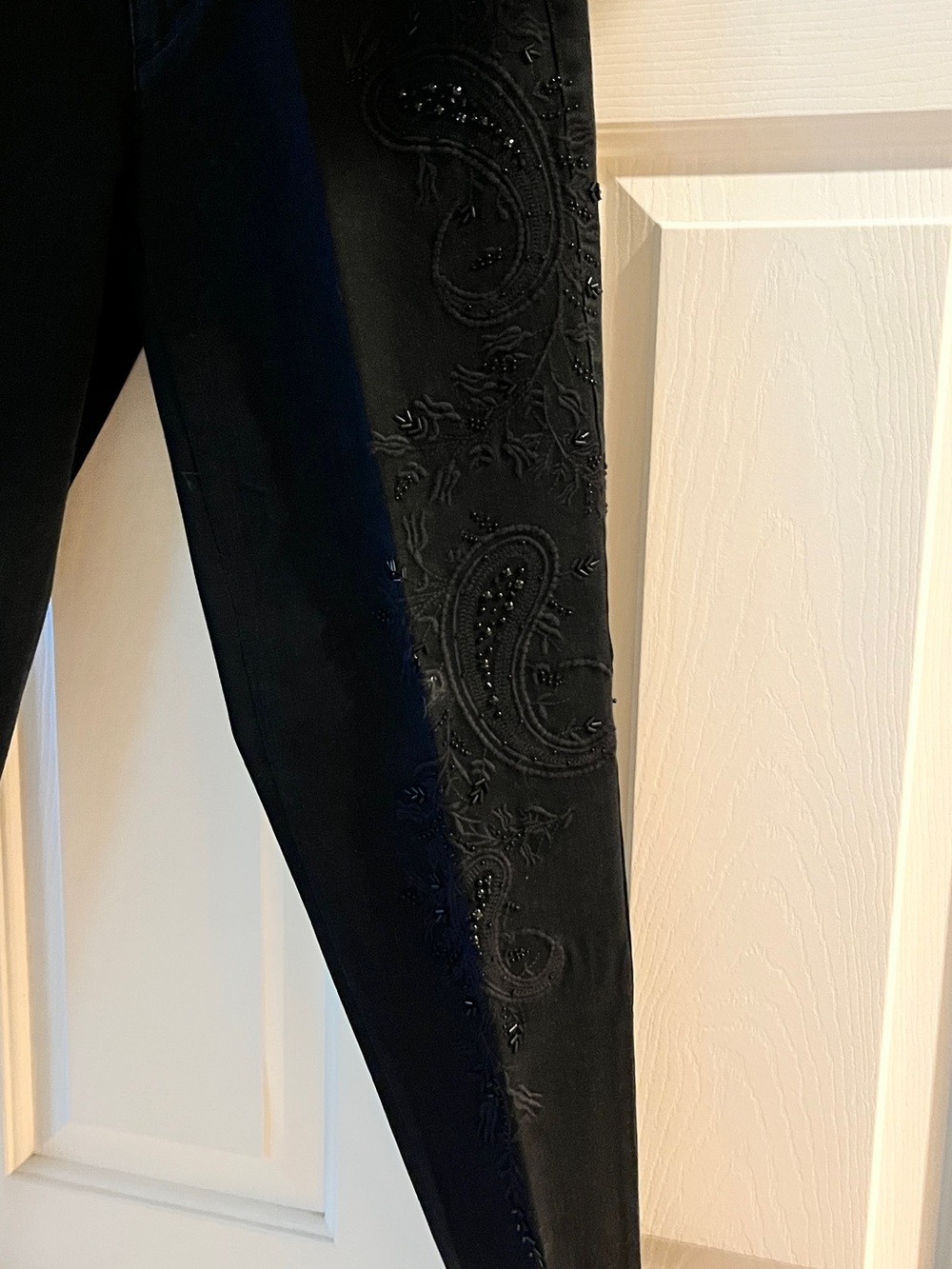 Ralph Lauren Black Straight-Leg Jeans with Paisley Embroidery